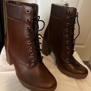 Timberland Brown Leather Lace-Up Ankle Boots